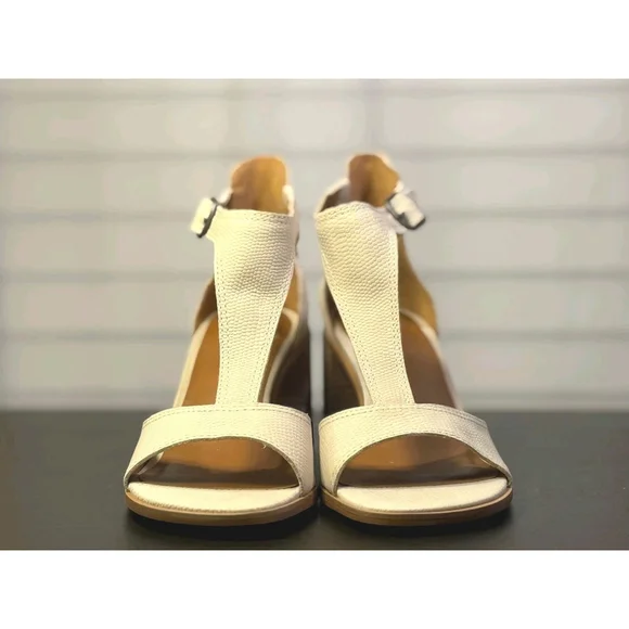 Lucky Brand Womens LEATHER Caged Strappy Sandals Sz 9 M Vanilla Salt Bone White - Picture 8 of 15